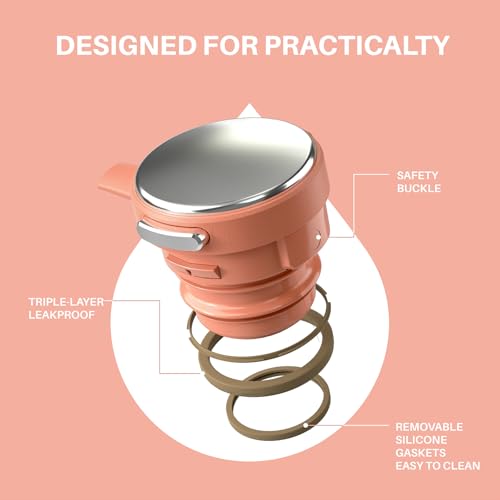 Image of IDEUS Thermal Coffee Carafe, Stainless Steel Double Wall Insulated Vacuum Flask, Water Jug Coffee Server and Beverage Dispenser, Heat and Cold Retention (Coral, 68, Fluid Ounces)