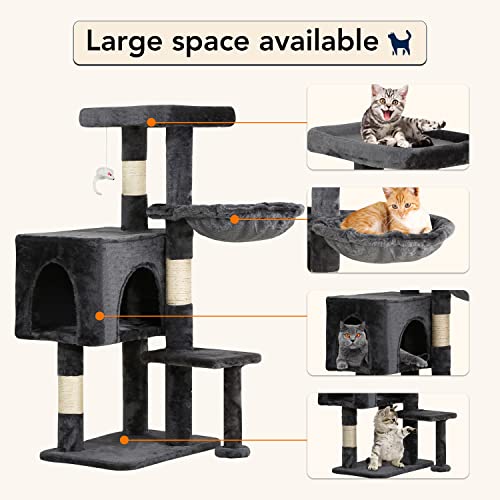 Image of BestPet | 37 inch Cat Tree Tower | Light Gray | Sturdy Multi-Level Cat Tree