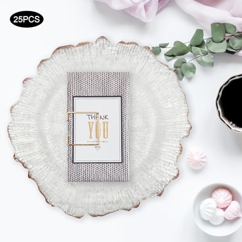 25 Platos Rosados Dorados Florales de Plástico 12.6 in miniatura 4
