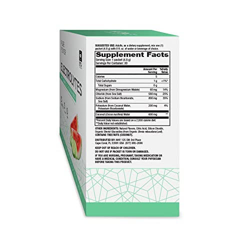 Dr. Mercola Pure Power Electrolytes, Watermelon Cucumber Flavor, 30 Servings (30 Packets), 0G Sugar Per Serving, Natural Watermelon And Cucumber Flavors, Non Gmo, Gluten Free, Soy Free #TOP1
