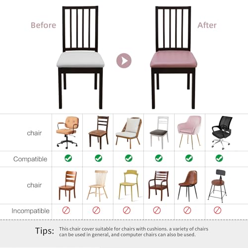 Image of YISUN Waterproof Chair Seat Covers Set of 6, Pu Leather Dining Room Chair Covers, Stretch Chair Cover for Dining Room Chair Protector Slipcover for Kitchen, Hotel (6, Pu Rosy Brown)