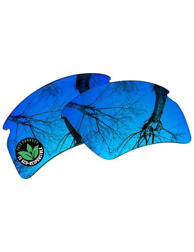 Image of Raydi Polycarbonate Replacement Lenses & Rubber Kits for Oakley Flak 2.0 XXL OO9488 Rectangular Sunglasses - Ice Blue Mirror - Polarized