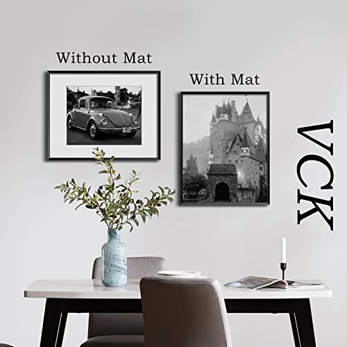 Image of VCK Black 11x14 Aluminum Picture Frames Set of 6 with Shatter-Resistant Real Glass, 11x14 Matted to 8x10 Photo Frame for Wall