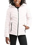 Reebok Girls Winter Jacket - Weather Resistant Hooded Quilted Puffer Parka Girls Jacket - Lightweight Warm Winter Coat, Size 7-8, White
