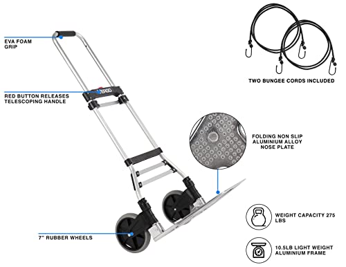 Vergo Industrial 275 Lb Capacity Folding Hand Truck Dolly Cart With Telescoping Handle, Aluminum Foldable Cart With Wheels (S300Bt) #TOP1