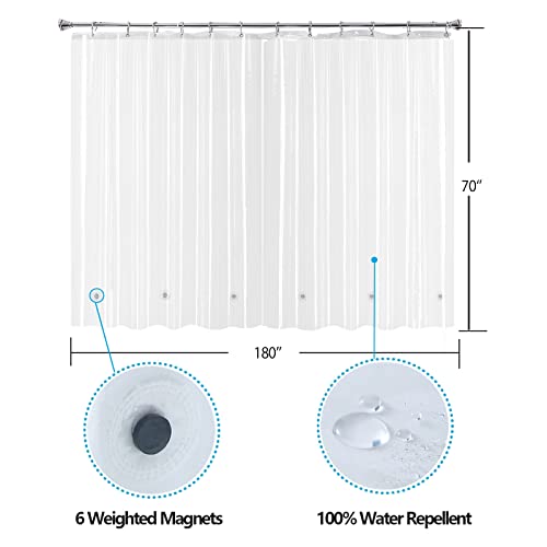 Yisure Clawfoot Tub Shower Curtain, Wrap Around Clear Shower Curtain Liner With 6 Bottom Magnets Peva Extra Wide Bathtub Curtain For Bathroom Vintage Freestanding Tub 180’’W X 70’’L #TOP3