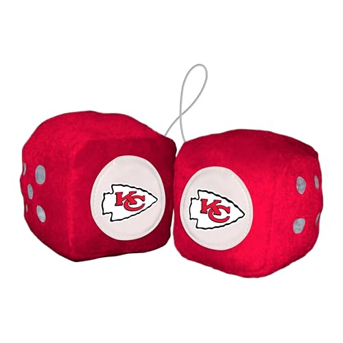 FANMATS 31983 Kansas City Chiefs Team Color Fuzzy Dice Décor 3