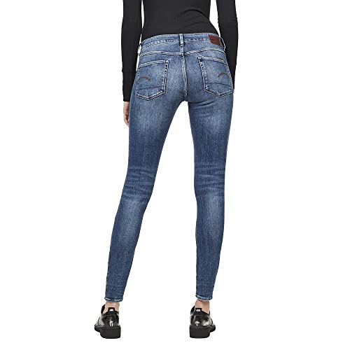G-STAR RAW Damen 3301 Mid Skinny Jeans, Blau (Faded Indigo Destroyed D05889-8968-A949), 24W / 32L – Ansicht 2