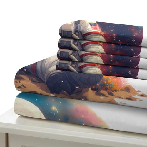 Housse de couette 135x200 astronaute espace parure de lit single microfibre 3D - 7