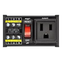 DIN Rail Mount AC 120V NEMA 5-15R Single Receptacle Outlet Power Strip Module, with Rocker Switch Thermal Circuit Breaker Overload Protector