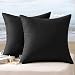 MIULEE Pack of 2 Decorative Outdoor Waterproof Pillow Cover Square Garden Cushion Case PU Coating Throw Pillow Cover Shell for Tent Park Couch 18x18 Inch Black