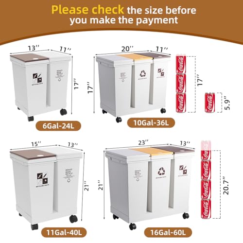 Ciao Stilista RTC-024 6 Gallon - 12L X 2 Compartment Trash Can thumb #1