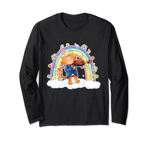 Ropa Violín Niño Niña Violín Gato Con Arco Iris Manga Larga