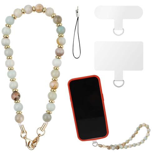 XIHIRCD Phone Lanyard Wrist Strap, Crystal Stone Beaded Phone Wrist Strap, Detachable Bracelet Chain with 2pcs Tether Tabs for Women (Multicolored)