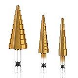 HSS Step Drill Bit Set - 3PCS 1/4' Hex Shank Titanium Coated...