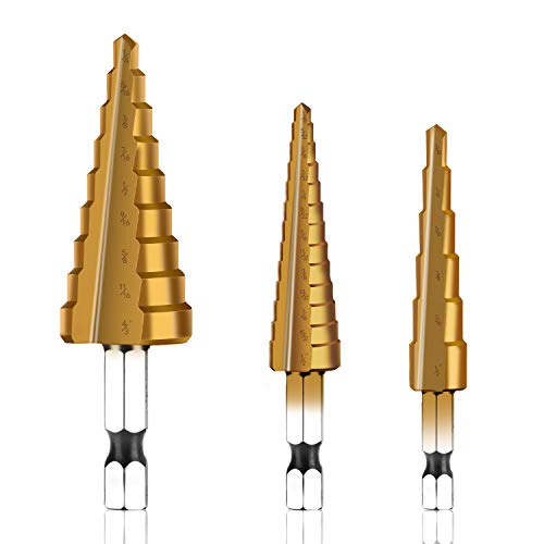 LepoHome 3-Piece HSS Step Drill Bit Set