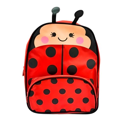 Mochila Infantil Joaninha, Alças Ajustáveis, Bolso Frontal