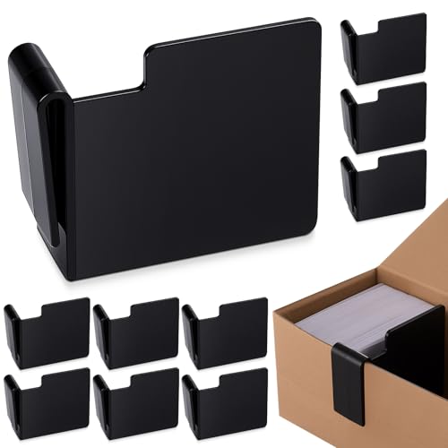 Chunful 10 Pcs Black Card Box Dividers ABS Trading Card Dividers Clip Storage Separator clips the cardboard side wall for Sports Baseball Cards Organizer (Max Opening Width:4mm Fits Sigle Wall)