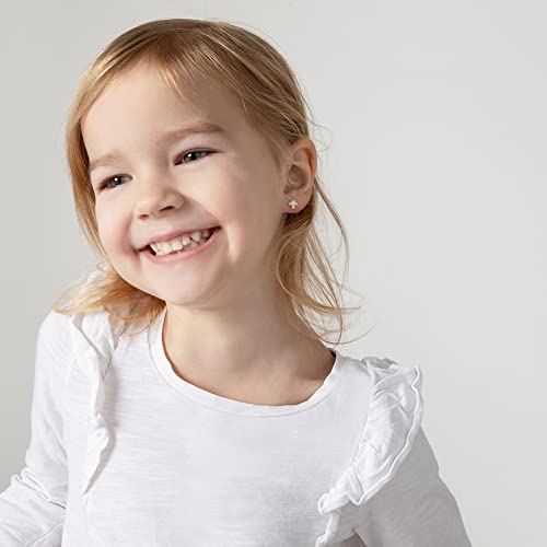 925 Sterling Silver Cubic Zirconia Little Cross Screw Back Earrings for Toddlers & Young Girls - Religious Jewelry Gift for Christening and Baptism - Safety Stud for Little Girls3