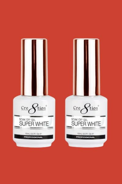 GelCre8tion Soak Off 0.5oz - SUPER WHITE (White, 2 x 0.5oz)