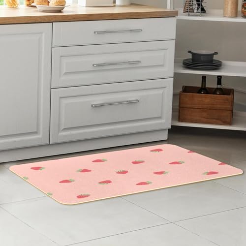Alfombrillas de cocina antideslizantes VAPOKF lavables de diseño rosa 7