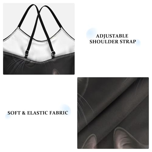 Black Cat Bright Eyes Kids Swim Suit, Beach Bathing Suits Girls 3-10 Y with Adjustable Shoulder Strap, 3-10 Y3