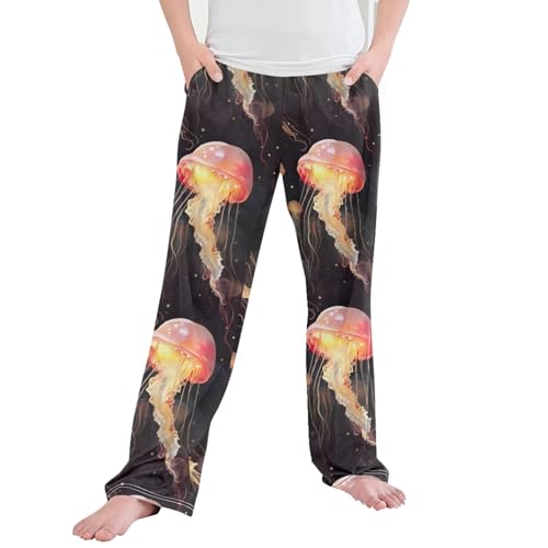 Jellyfish Long Pajama Pants Elastic Waist PJ Bottoms with Pockets S A110436
