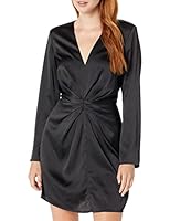 The Drop Women's Tate Twist Front Deep Vneck Mini Dress Black, S