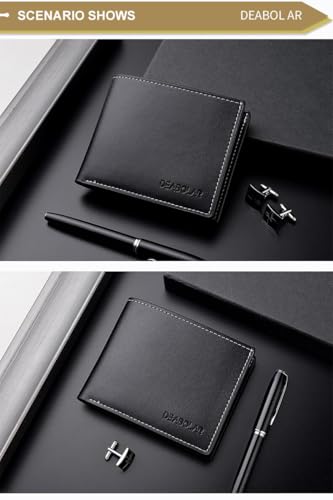 Image of Slim Wallet for Men with Coin Purse, Minimalist Wallet with Zipper, Bifold Mens Wallets with Credit Card Holder, PU Leather Men's Wallet with Money Clip, Carteras Para Hombres (BLACK D1)