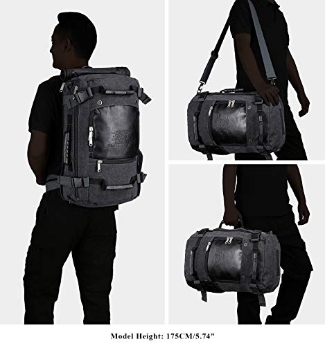 WITZMAN Men Travel Backpack Canvas Rucksack Vintage Duffel Bag 2012 (21 inch Canvas Black)