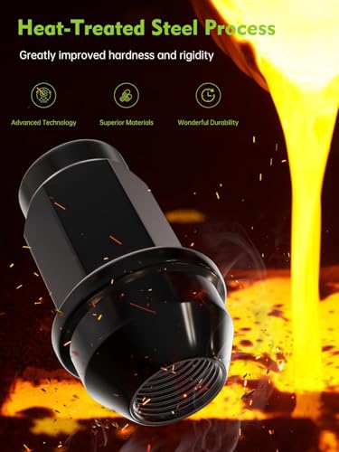 Image of AUTOPTIM M14x2.0 Lug Nuts - Replacement for 2004-2014 Ford F150, 2003-2014 Ford Expedition, 2003-2012 Lincoln Navigator, Black 13 /16 inch 21mm Hex, OEM Factory Style Closed End Wheel Lug Nuts (24pcs)