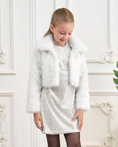 Image of BOLEROSE Girls Collared Faux Fur Bolero Jacket
