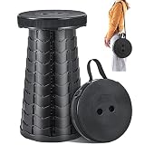 LOOVIU Portable Telescoping Stool, Camping Retractable Folding Stool with Carry Strap, Adjustable He