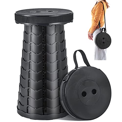 Looviu Portable Telescoping Stool, Camping Retractable Folding Stool With Carry Strap, Adjustable Height Plastic Stools For Camping Fishing Hiking Bbq Outdoor (Black) #TOP17