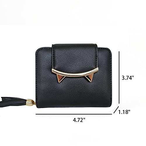 Womens Wallet Cute Cat Wallet Small Coin Purse With Card Holder Card Case Money Clip Mothers Day Valentines Day Gifts For Cat Lovers Black #TOP3