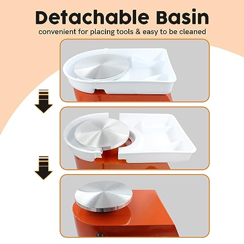 350W Electric Pottery Wheel-25cm Turntable Potters Wheel for Adults Ceramic Forming Machine with Adjustable Speed Pedal and Handle for Children Beginners DIY Clay Art