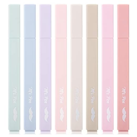 Mr. Pen- Aesthetic Highlighters, 8 Pcs, Chisel Tip, Muted Pastel Color, No Bleed Bible Highlighter Pastel, Assorted Colors, School Supplies