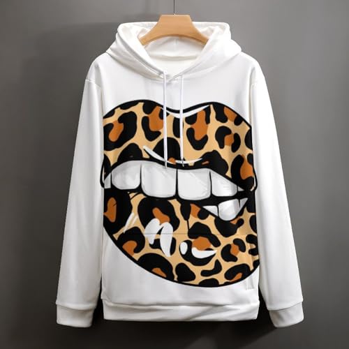 Sweat à capuche léopard UMENG pull unisexe à manches longues taille S