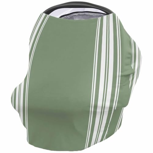 Nursing Cover for Breastfeeding Scarf, Dark Green Strips Baby Car Covers Super Soft Multi Use for Canopy Shopping Cart Cover Blanket Stroller Cover