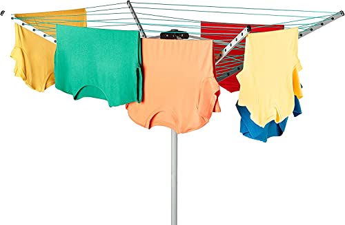 Monal 50M Rotary Aluminium & Powder-Coated Washing Line With 4 Arm Garden Outdoor Laundry Drying Heavy Duty Folding Clothes Line Airer With Ground Spike & Cover (Aluminium, With Spikes & Cover) - Image 3