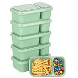 MEEYUU Confezione da 6 contenitori riutilizzabili per snack a 2 scomparti con coperchio, riutilizzabili, per preparare i pasti e conservare snack in movimento (confezione da 6 verdi)