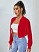 SweatyRocks Women's Casual Long Sleeve Solid Zip Up Coat Crop Bomber Jacket Red Color S