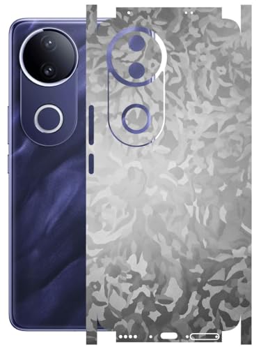 Image of AtOdds - Full Body Back Screen Guard Protector Film - 3D Textured Lamination Wrap Skin Sticker Compatible with VIVO T4R (5G) | Scratchproof Matte Finish (Design - Silver Camo)