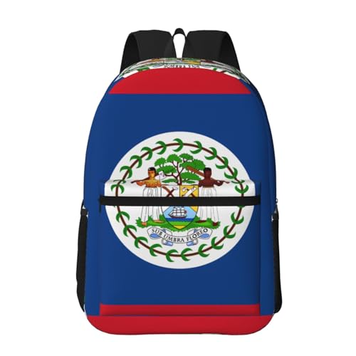WBQLSL Belize Flag Large capacity backpack (17 inches), suitable for men and women, suitable for school, work, hiking, camping