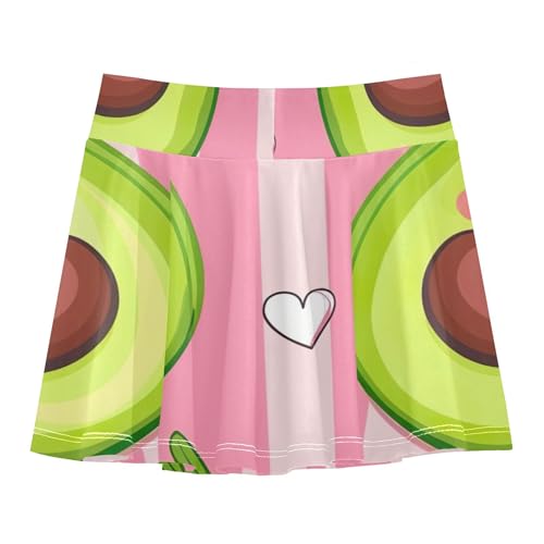 Cute Green Funny Avocado Tennis Skirts for Kids Gymnastics Girls Skorts Athletic Shorts Teen Cheer 4t2