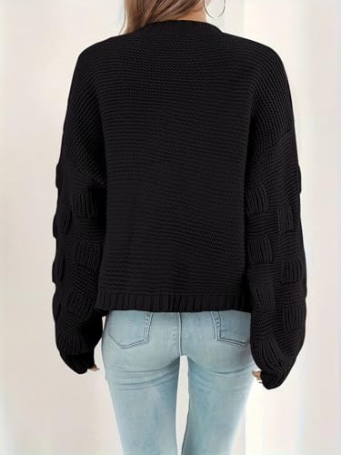 Image of Women's 2024 Fall Open Front Long Lantern Sleeve Cardigan Oversized Chunky Outwear