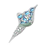 KristLand Elegante Silberne Spiralmuschel Brosche mit Mehrfarbigen Zirkonia Steinen Nautische Meeresschmuck Geschenk für Damen Sommerurlaub Küstenmode Accessoires Ozeaninspirierter Ferienort Stil
