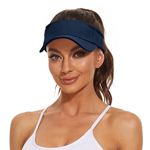 Zando Womens Visor Hats Unisex Sun Visors For Women Men Adjustable Sports Cap Golf Tennis Visors For Women Lightweight Sun Protection Hats Outdoor Beach Hats For Women Summer Running Hat Navy One Size #TOP2
