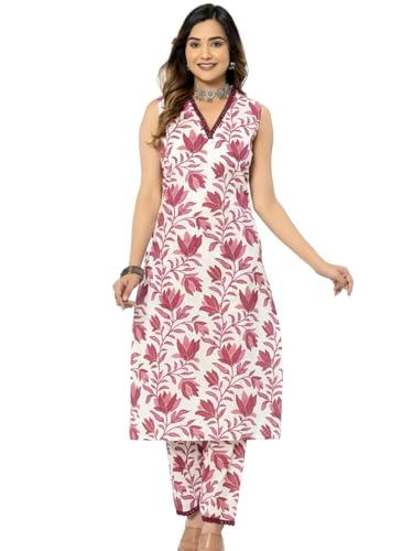 rytras Women's Cotton Printed Straight Kurta With Pant Set