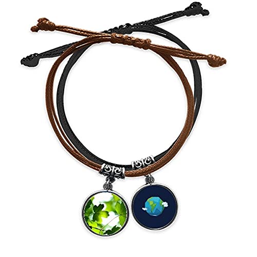 Pulsera de cuero ajustable evita pérdidas cadena de mano foto planta sol cuerda cómoda